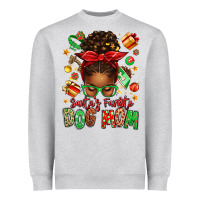 Santas Favorite Dog Mom Afro Messy Bun Heavyweight Sweatshirt | Teevron