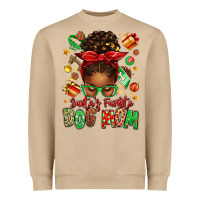 Mushroom santas favorite dog mom afro messy bun Heavyweight Sweatshirt - texasbilliewilder