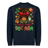 Navy santas favorite dog mom afro messy bun Heavyweight Sweatshirt - texasbilliewilder