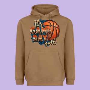 It's Game Day Y'all Basketball Heavyweight Hoodie Designed By Fadigitalartstudio