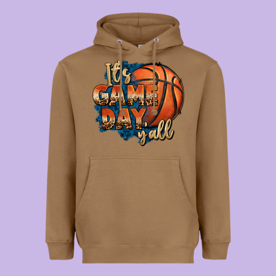 It's Game Day Y'all Basketball Heavyweight Hoodie Designed By Fadigitalartstudio