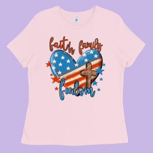 Faith Family Freedom Ladies Tee Designed By Maliassmallbusiness