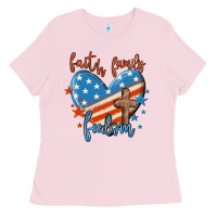 Bubblegum Pink faith family freedom Ladies Tee - MaliasSmallBusiness