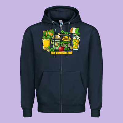 St. Patrick's Day Teacher Coffee Cups Zipper Hoodie Designed By Howdyjamesfarm