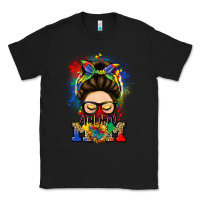 Black autism mom messy bun Classic Tee - LillyAllenDesigns