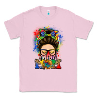 Bubblegum Pink autism mom messy bun Classic Tee - LillyAllenDesigns