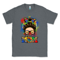 Charcoal Heather autism mom messy bun Classic Tee - LillyAllenDesigns