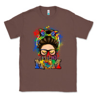 Chestnut autism mom messy bun Classic Tee - LillyAllenDesigns