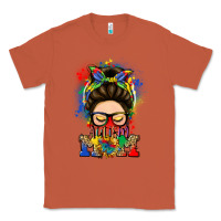 Copper autism mom messy bun Classic Tee - LillyAllenDesigns
