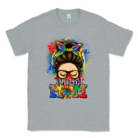 Heather Grey autism mom messy bun Classic Tee - LillyAllenDesigns