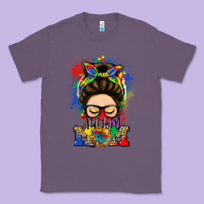 Autism Mom Messy Bun Classic Tee Designed By Lillyallendesigns