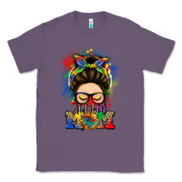 Lavender autism mom messy bun Classic Tee - LillyAllenDesigns