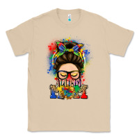 Mushroom autism mom messy bun Classic Tee - LillyAllenDesigns