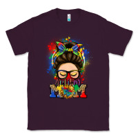 Plum autism mom messy bun Classic Tee - LillyAllenDesigns