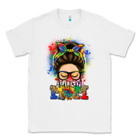 White autism mom messy bun Classic Tee - LillyAllenDesigns