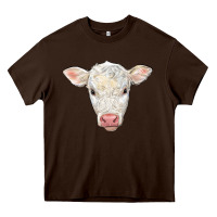 Chocolate Brown charolais calf face Heavy Core Tee - LillyAllenDesigns