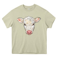 Mossy charolais calf face Heavy Core Tee - LillyAllenDesigns