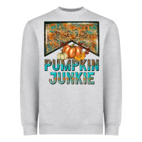 Heather Grey Pumpkin junkie Heavyweight Sweatshirt - NancyCooperArtShop