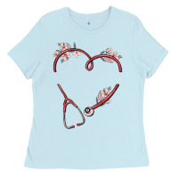 Baby Blue custom heart stethoscope Ladies Tee - MaliasSmallBusiness