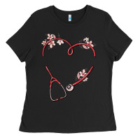 Black custom heart stethoscope Ladies Tee - MaliasSmallBusiness