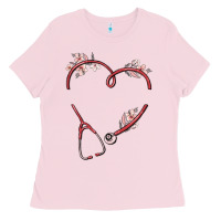 Bubblegum Pink custom heart stethoscope Ladies Tee - MaliasSmallBusiness