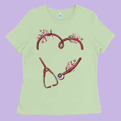 Custom Heart Stethoscope Ladies Tee Designed By Maliassmallbusiness