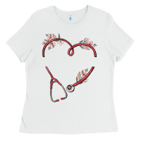 White custom heart stethoscope Ladies Tee - MaliasSmallBusiness