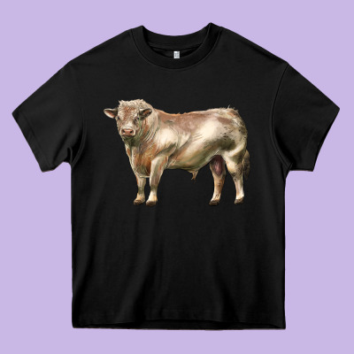 Charolais Bull Heavy Core Tee Designed By Lillyallendesigns