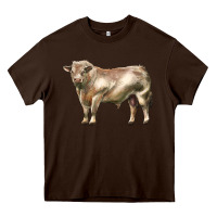 Chocolate Brown charolais bull Heavy Core Tee - LillyAllenDesigns