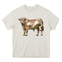 Cream charolais bull Heavy Core Tee - LillyAllenDesigns