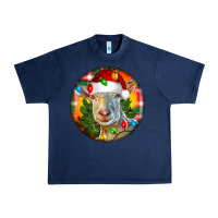 Navy Saanen Goat Christmas Urban Heavy Tee - LillyAllenDesigns