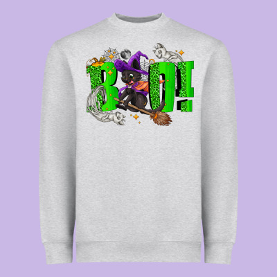 Boo! With Black Cat Halloween Heavyweight Sweatshirt Designed By Nancycooperartshop
