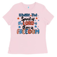 Bubblegum Pink where the spirit of the lord is there is freedom Ladies Tee - MaliasSmallBusiness