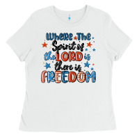 White where the spirit of the lord is there is freedom Ladies Tee - MaliasSmallBusiness
