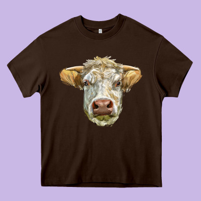 Charolais Bull Face Heavy Core Tee Designed By Lillyallendesigns