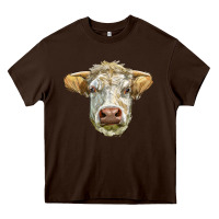 Chocolate Brown Charolais bull face Heavy Core Tee - LillyAllenDesigns