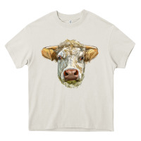 Cream Charolais bull face Heavy Core Tee - LillyAllenDesigns