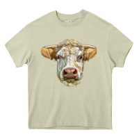 Mossy Charolais bull face Heavy Core Tee - LillyAllenDesigns