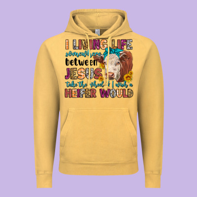 I Living Life Somewhere Between Jesus Take The Whe Vintage Hoodie Designed By Lillyallendesigns
