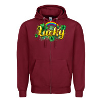 Burgundy Lucky St. Patrick's Day Zipper Hoodie - HowdyJamesFarm