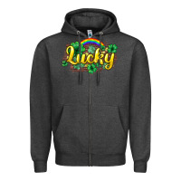 Charcoal Heather Lucky St. Patrick's Day Zipper Hoodie - HowdyJamesFarm