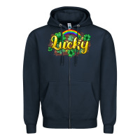 Navy Lucky St. Patrick's Day Zipper Hoodie - HowdyJamesFarm