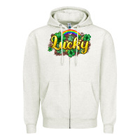 Oatmeal Heather Lucky St. Patrick's Day Zipper Hoodie - HowdyJamesFarm
