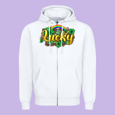 Lucky St. Patrick's Day Zipper Hoodie Designed By Howdyjamesfarm