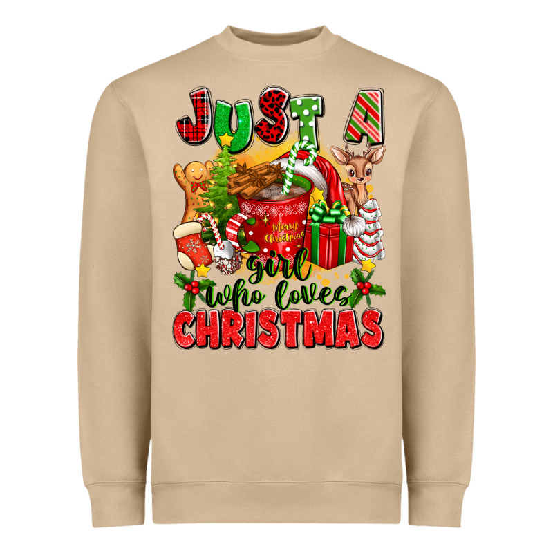 Just A Girl Who Loves Christmas Heavyweight Sweatshirt by texasbilliewilder | Teevron