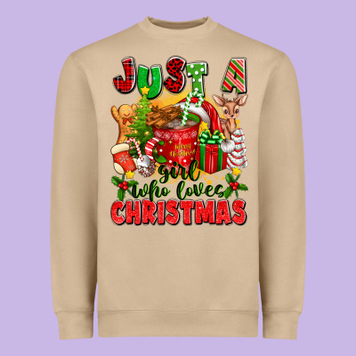 Just A Girl Who Loves Christmas Heavyweight Sweatshirt Designed By Texasbilliewilder
