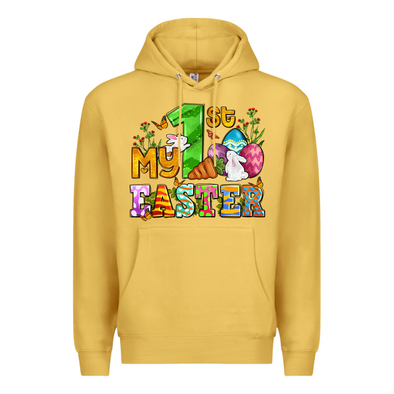 Easter Day My First Easter With Eggs And Rabbits Premium Hoodie by OliviaCreatesArt | Teevron