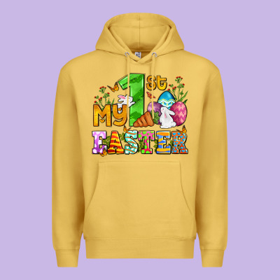 Easter Day My First Easter With Eggs And Rabbits Premium Hoodie Designed By Oliviacreatesart