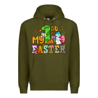 Army Green Easter Day My first Easter with eggs and rabbits Premium Hoodie - OliviaCreatesArt