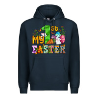 Navy Easter Day My first Easter with eggs and rabbits Premium Hoodie - OliviaCreatesArt